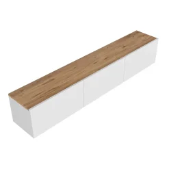Meuble TV suspendu avec placards 150cm blanc et bois - HAL