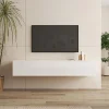 Meuble TV suspendu contemporain - Blanc brillant - 160x30x40 cm