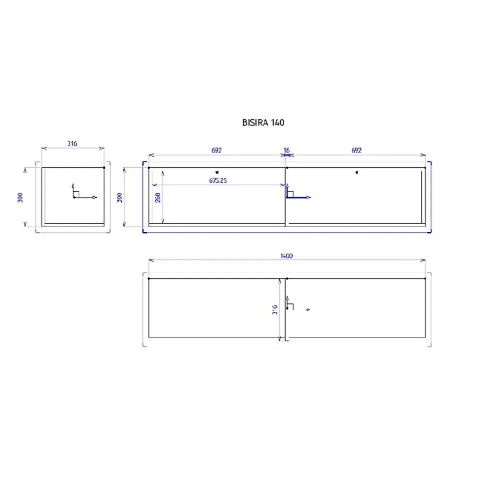 Meuble TV suspendu en aspect marbre blanc et doré 140 cm BISIRA
