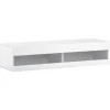 Meuble TV Suspendu en Marbre, LED avec Rangement, 140 x 40 x 30,5 cm, Blanc, MDF