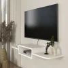 Meuble TV Tar mural 115 x 30 x 16 cm blanc en.casa