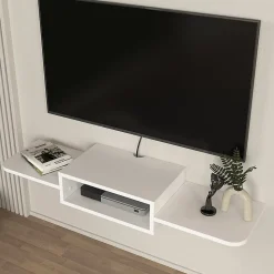 Meuble TV Tar mural 115 x 30 x 16 cm blanc en.casa