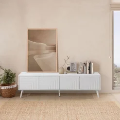 Meuble Tv Telmo 4 portes couleur Blanc 160 cm
