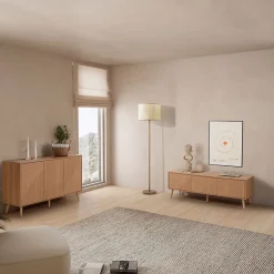 Meuble Tv Telmo 3 portes couleur Chêne 130 cm