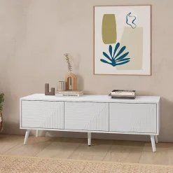 Meuble Tv Telmo 3 portes couleur Blanc 130 cm