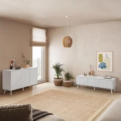 Meuble Tv Telmo 3 portes couleur Blanc 130 cm
