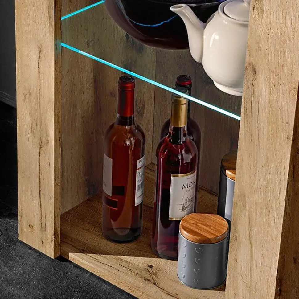 Meuble TV Tivoli Set Grande Komodee - sans LED - Bois naturel Mat et Bois naturel - 250 x 159 x 35 cm