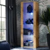 Meuble TV Tivoli Set Medio Komodee - LED bleues - Bois naturel Mat ET Bois naturel - 195x159x35 cm