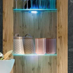 Meuble TV Tivoli Set Medio Komodee - LED bleues - Bois naturel Mat ET Bois naturel - 195x159x35 cm