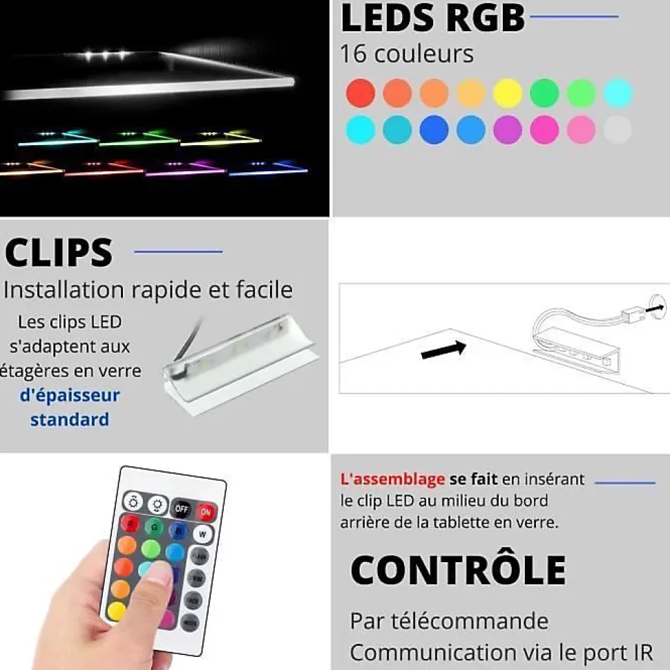 Meuble TV Tivoli Set Medio Komodee - LED RGB - Noir Mat et Noir - Facades en Mat - 195 x 159 x 35 cm