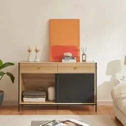 Meuble TV Tysnes 120 x 40 x 75 cm effet chêne noir en.casa