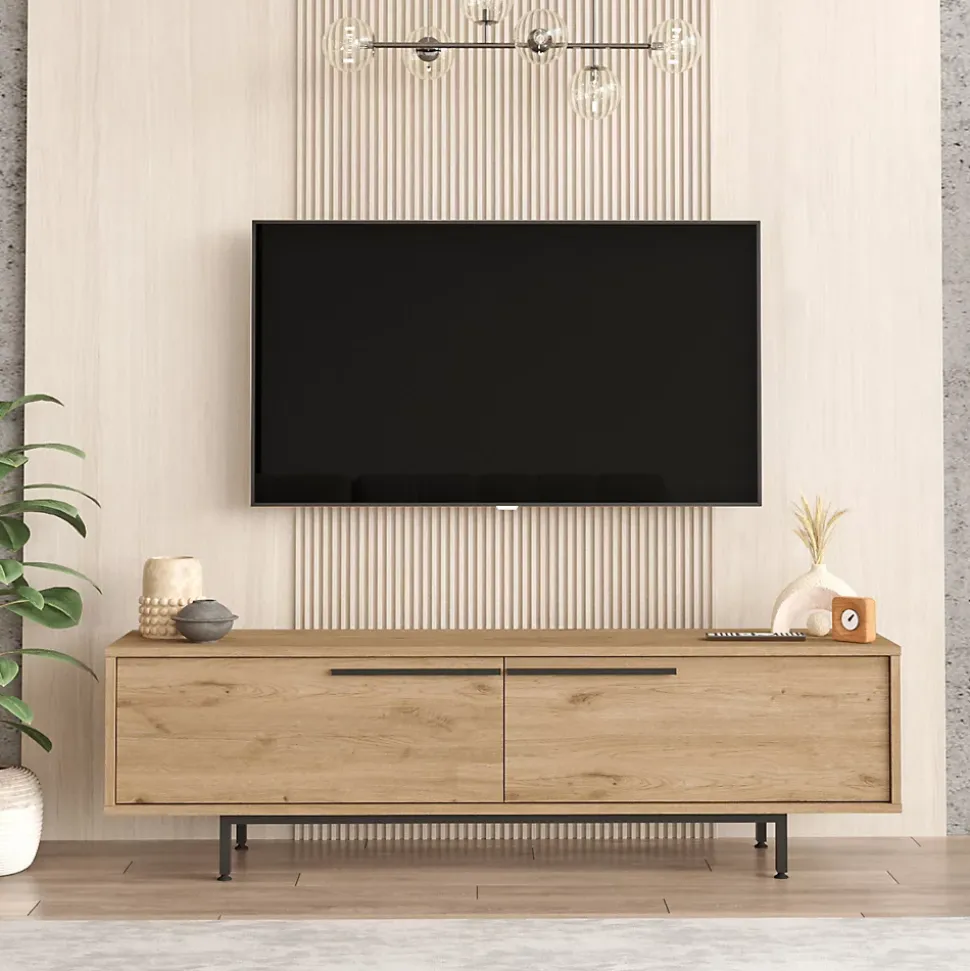 Meuble TV Urejovle 160 x 36 x 45 cm effet chêne noir en.casa