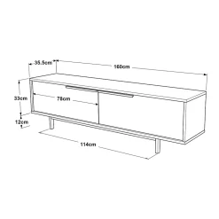 Meuble TV Urejovle 160 x 36 x 45 cm blanc noir en.casa