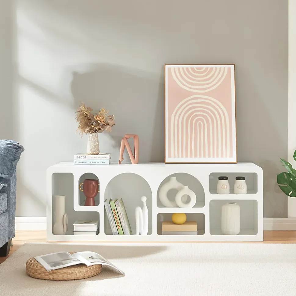 Meuble TV Vaagaa 140 x 40 x 48 cm blanc en.casa