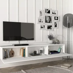 Meuble TV Vihti 180 x 31 x 29,5 cm blanc en.casa