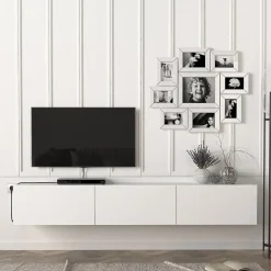 Meuble TV Vihti 180 x 31 x 29,5 cm blanc en.casa