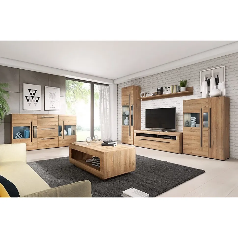 Meuble TV XL 160cm collection BREDA. Coloris chene. Style design.