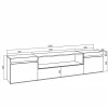 Meuble TV 200x35x45cm feu led sans chaleur couleur blanc et noir