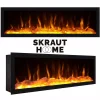 Meuble TV 267x35x57cm feu led sans chaleur XXL couleur chêne