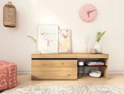 Meuble TV 120x40x41cm modèle Naturale couleur chêne et noir