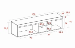 Meuble TV 160x40x41cm modèle Naturale couleur chêne et noir