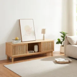 Meuble TV Ypäjä 150 x 42 x 50 cm bambou naturel en.casa