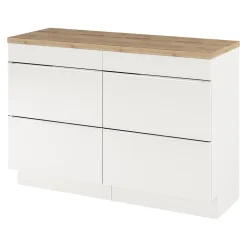 Meuble vasque à poser blanc brillant l.120 cm Imandra + plan de toilette chêne massif Hartland, GoodHome