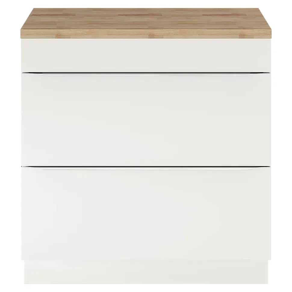 Meuble vasque à poser blanc brillant l.80 cm Imandra + plan de toilette chêne massif Hartland, GoodHome