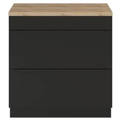 Meuble vasque à poser noir mat l.80 cm Imandra + plan de toilette chêne massif Hartland, GoodHome