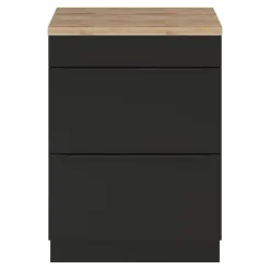 Meuble vasque à poser noir mat l.60 cm Imandra + plan de toilette chêne massif Hartland, GoodHome