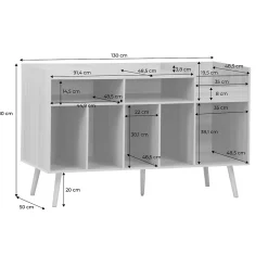 Meuble vinyle vintage décor bois. Dune. L 130 x P 50 x H 80 cm