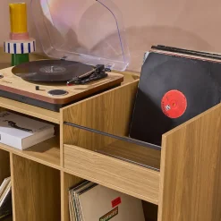 Meuble vinyle vintage décor bois. Dune. L 130 x P 50 x H 80 cm