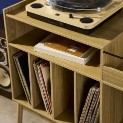 Meuble vinyle vintage décor bois. Dune. L 100 x l 48 x H 81.5cm