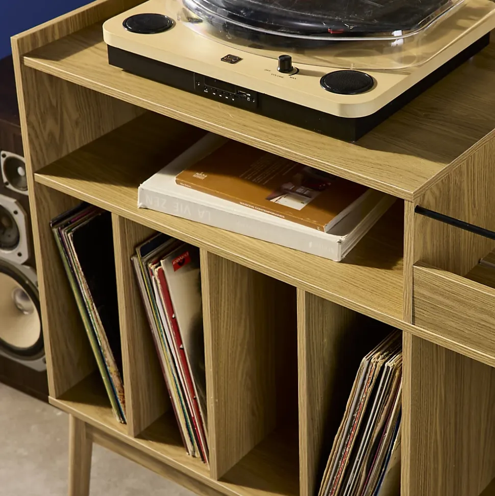 Meuble vinyle vintage décor bois. Dune. L 100 x l 48 x H 81.5cm