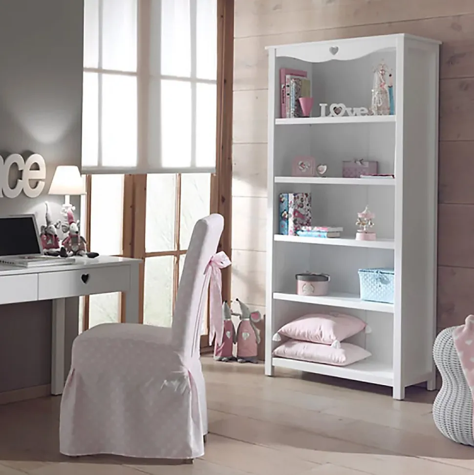 MILADY - Pack Bureau + Bibliothèque Motifs Coeurs Ajourés