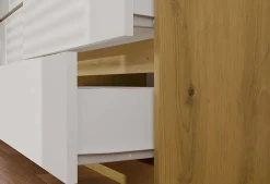 MILAN - Commode de chambre large 6 tiroirs - 30x120x77cm - Meuble de rangement - artisan et blanc