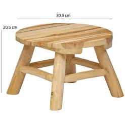 Mini tabouret - Porte plante D.30 en bois de teck naturel - OLIVIA