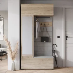 Minio go for it, Armoire TOKAT couleur chêne sonoma / panneaux gris