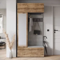 Minio go for it, Armoire TOKAT couleur matera / marron Wrocław / panneaux gris