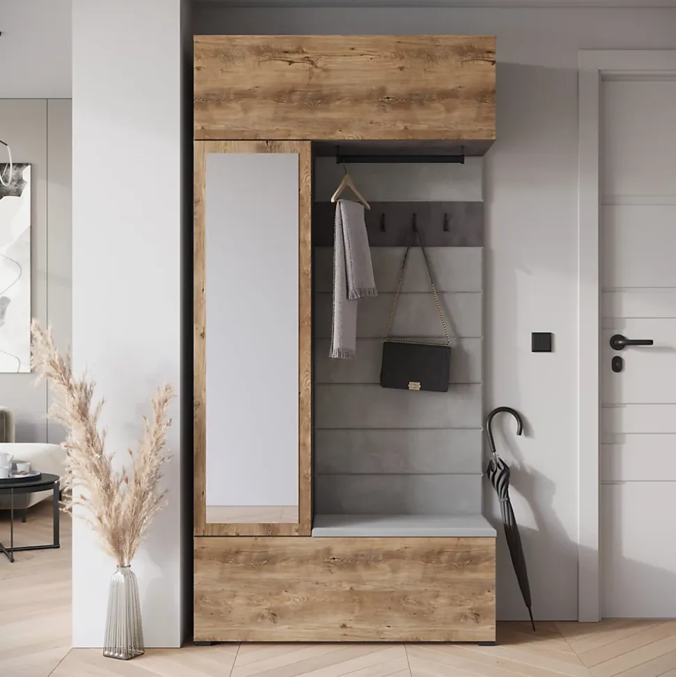 Minio go for it, Armoire TOKAT couleur matera / marron Wrocław / panneaux gris