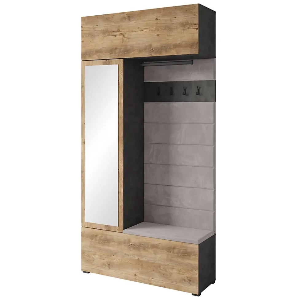 Minio go for it, Armoire TOKAT couleur matera / marron Wrocław / panneaux gris