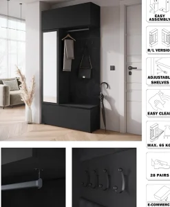 Minio go for it, Armoire TOKAT en noir / panneaux noirs