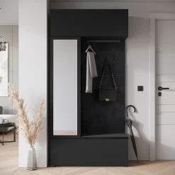 Minio go for it, Armoire TOKAT en noir / panneaux noirs