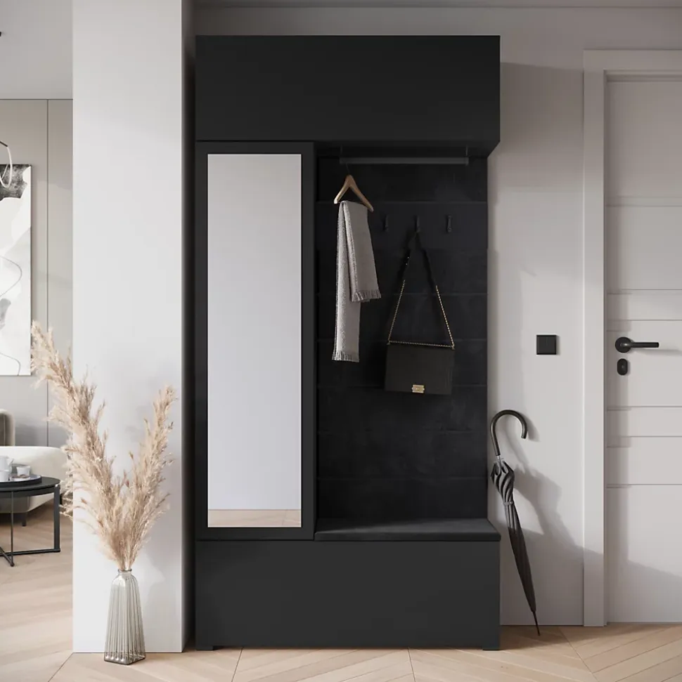Minio go for it, Armoire TOKAT en noir / panneaux noirs
