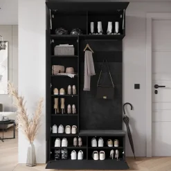Minio go for it, Armoire TOKAT en noir / panneaux noirs