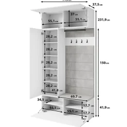 Minio go for it, Armoire TOKAT couleur vert brumeux / panneaux gris