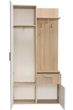 Minio go for it, Ensemble vestiaire ALEX avec miroir 97x195x30, chêne Artisan