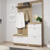 Minio go for it, Ensemble vestiaire STELO, avec miroir, 135 cm, Chêne Riviera / blanc