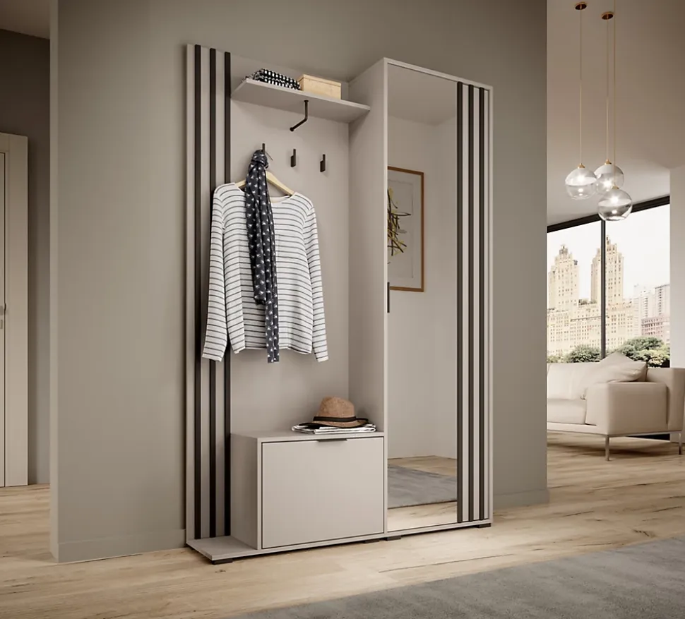 Minio go for it, Ensemble vestiaire NEL, avec miroir, 131 cm, cachemire