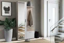 Minio go for it, Ensemble vestiaire ALEX avec miroir 97x195x30, chêne soona et blanc